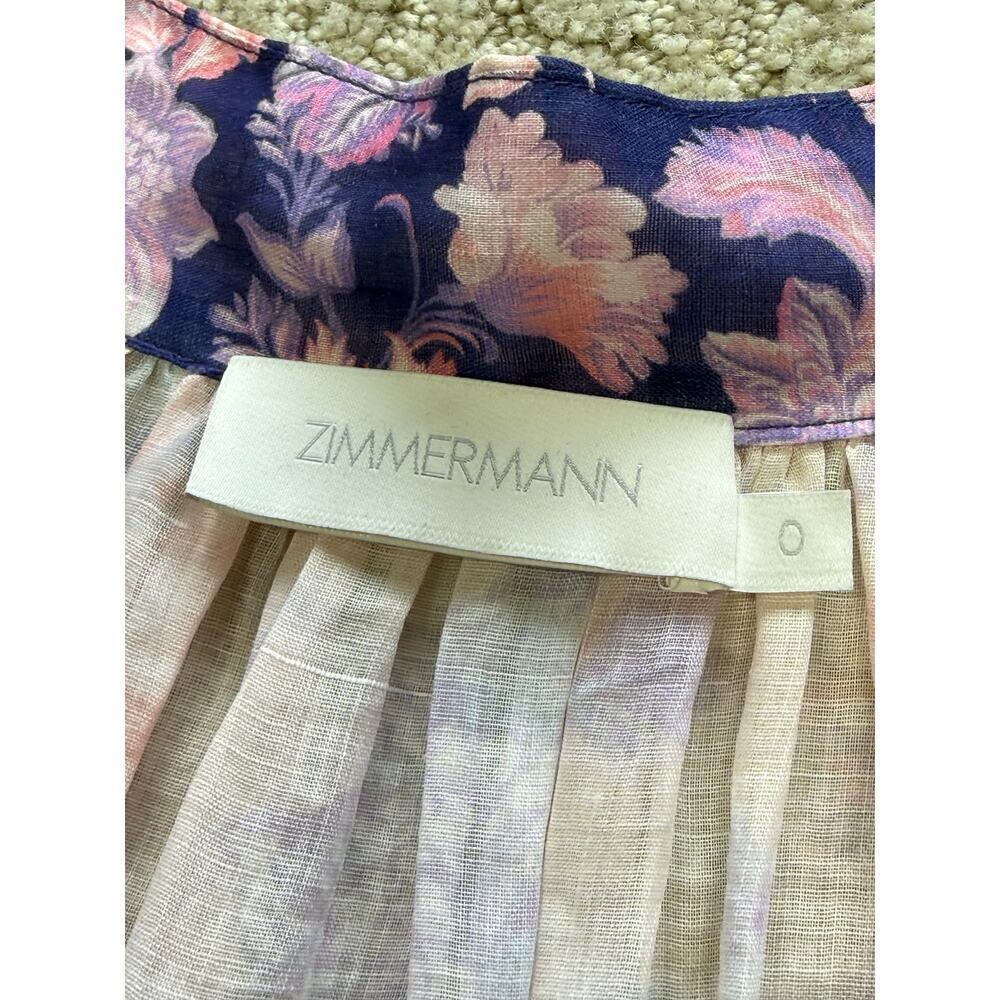 ZIMMERMANN Purple Palm Lyre Billow Mini Dress Size 0 / US Small - Picture 13 of 16